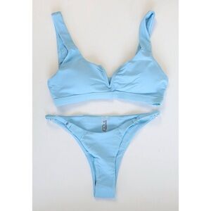New Shein 2 piece swimsuit bikini top bottoms beach light blue S Small pastel